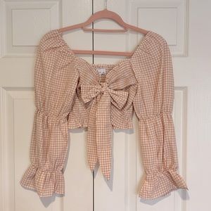 Light pink gingham crop top
